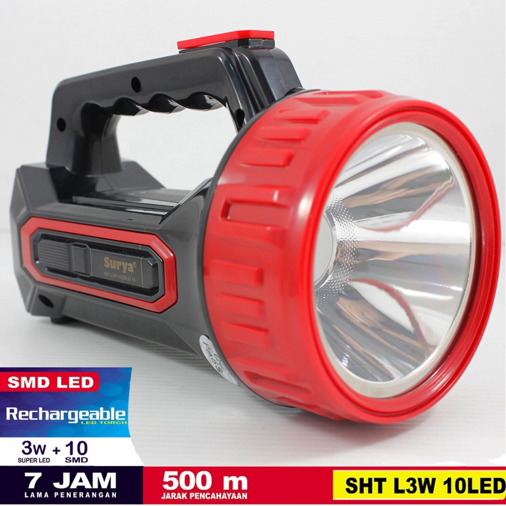 Lampu Senter Tangan LED 3W 3 Watt SHT L3W 02 LED Surya Emergency Senter LED Super Terang Senter LED 