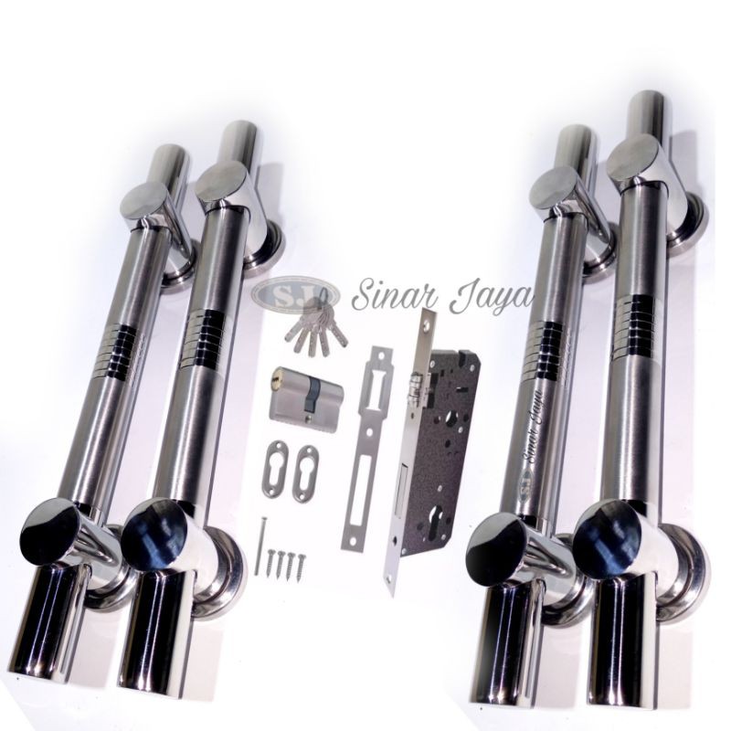 1 satu set handle pintu kunci rumah minimalis gagang tarikan pintu stainless pegangan pintu termurah