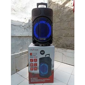 PAKET SPEAKER BLUETOOTH ADVANCE K1203/Speaker Portable 12 inch FREE MIC WIRELES 2 PCS  MANTAP