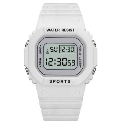 JAM TANGAN DIGITAL RUBBER PRIA WANITA SEGI KARET SPORT LED MURAH-BIRU MUDA POLOS