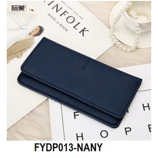 FYGALERYJAKARTA FYDP013 Dompet Wanita Panjang Lipat Dompet Polos PU Fashion Cewek-Navy