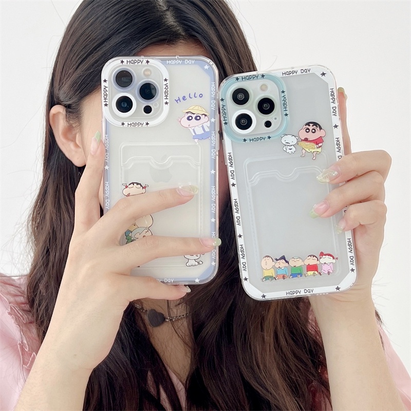 Case Pelindung Desain Crayon shin-shin Angel eyes Bening Untuk iPhone 14 7 8 Plus 11 12 13 Pro Max X XR XS Max SE 2020