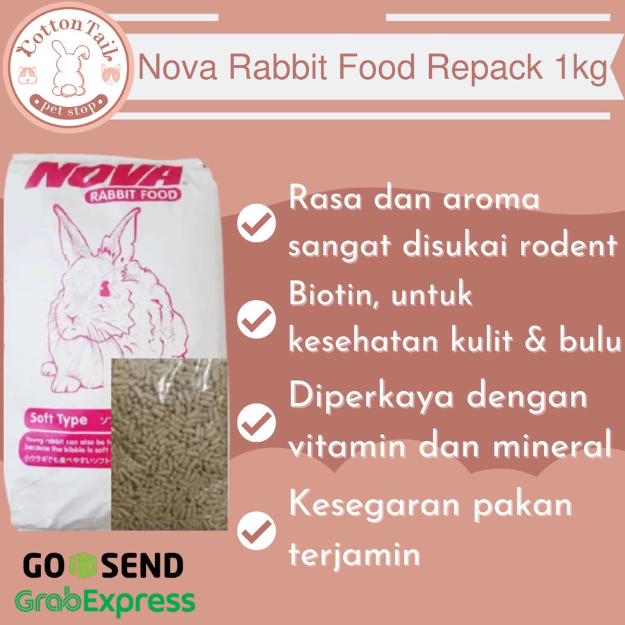 NOVA Rabbit REPACK 1kg / makanan kelinci dan marmut premium dan sehat