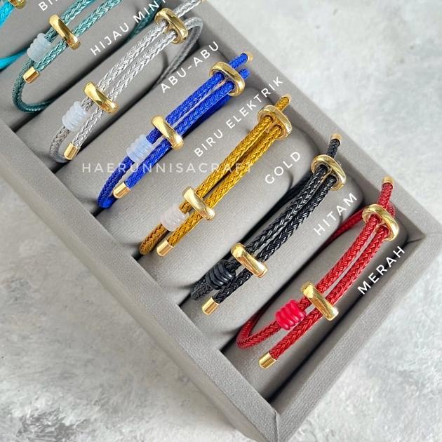 ♠ Gelang Tali Kawat Waterproof Anti Air Serut Bisa Request size (bayi, anak & dewasa) Untuk Charm Li