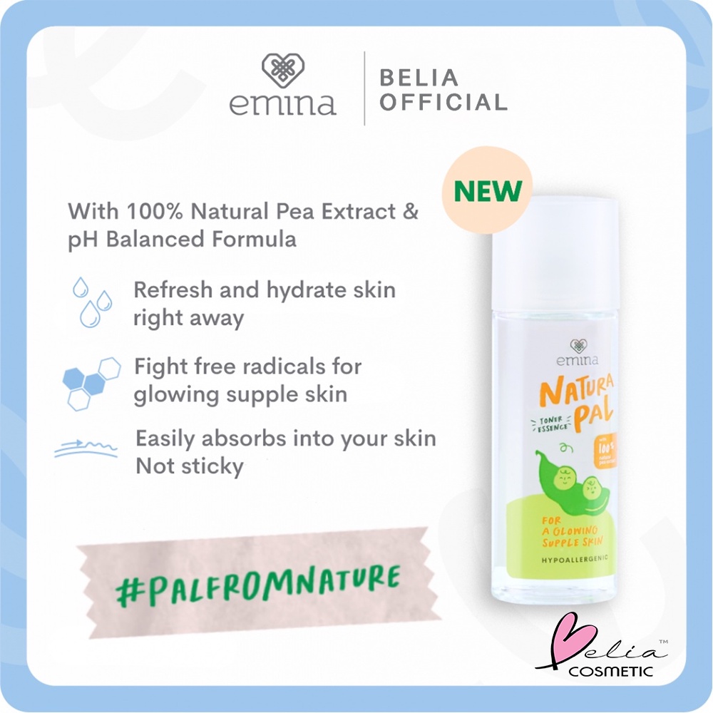 ❤ BELIA ❤ EMINA Natura Pal Toner Essence | Serum | Gel Cleanser | Gel Moisturizer | Perawatan Wajah | BPOM