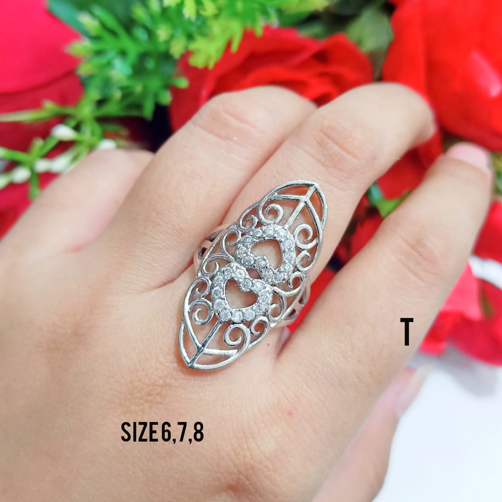 Cincin Dubai Dewasa Permata Full Mata Fashion Wanita Silver limited edition (COD)