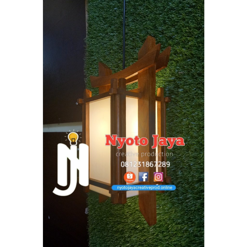 Kap Lampu Gantung Jepang Kayu Jati
