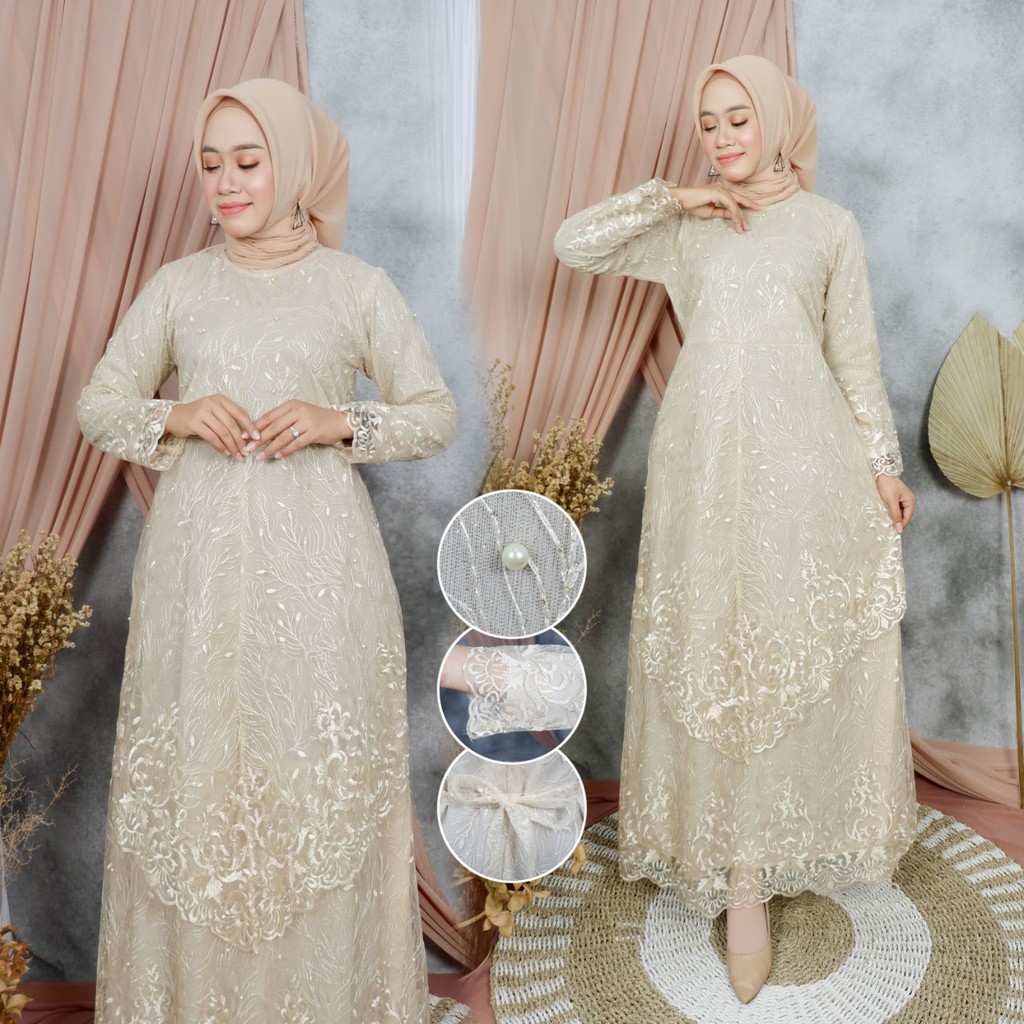 PROMO GAMIS TULLE MEKAR / GAMIS TULLE MUTIARA BORDIR / GAMIS PESTA