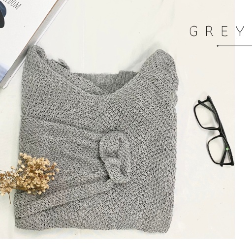 CARDIGAN RAJUT / BATWING KELELAWAR CARDIGAN / CARDIGAN BIG SIZE(PREMIUM)-GREY