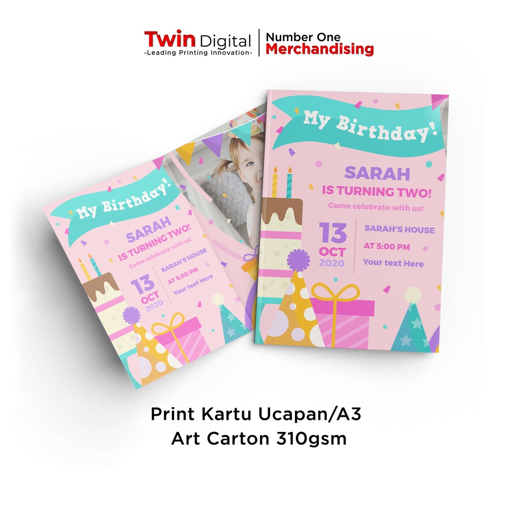 Twindigital Print Kartu Ucapan Undangan A3 - Art Carton 310gsm A3