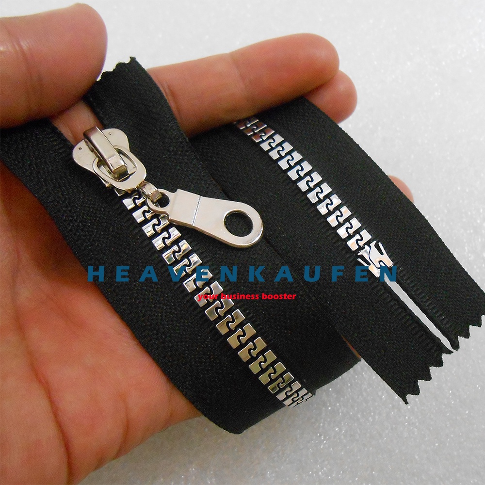 Resleting Zipper Busana Wanita 25 cm Vislon Variasi Hitam Silver Close - End Kode BS