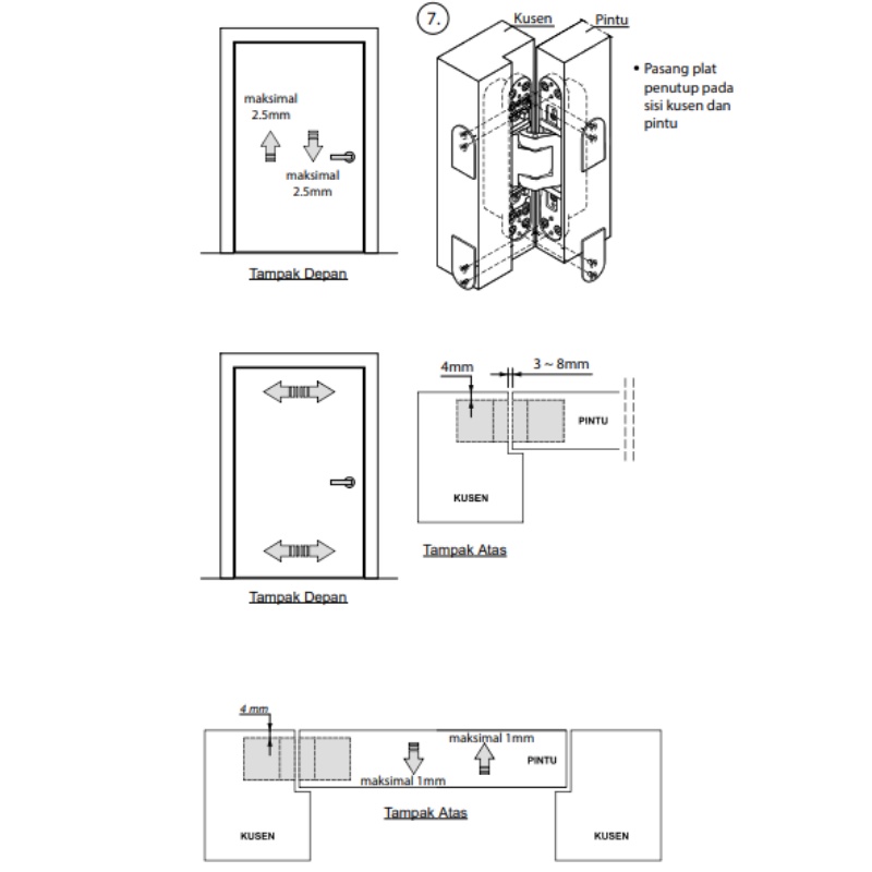 PALOMA IHP 803 INVISIBLE HINGE ENGSEL TANAM P120 SILVER NA SUPERALUM