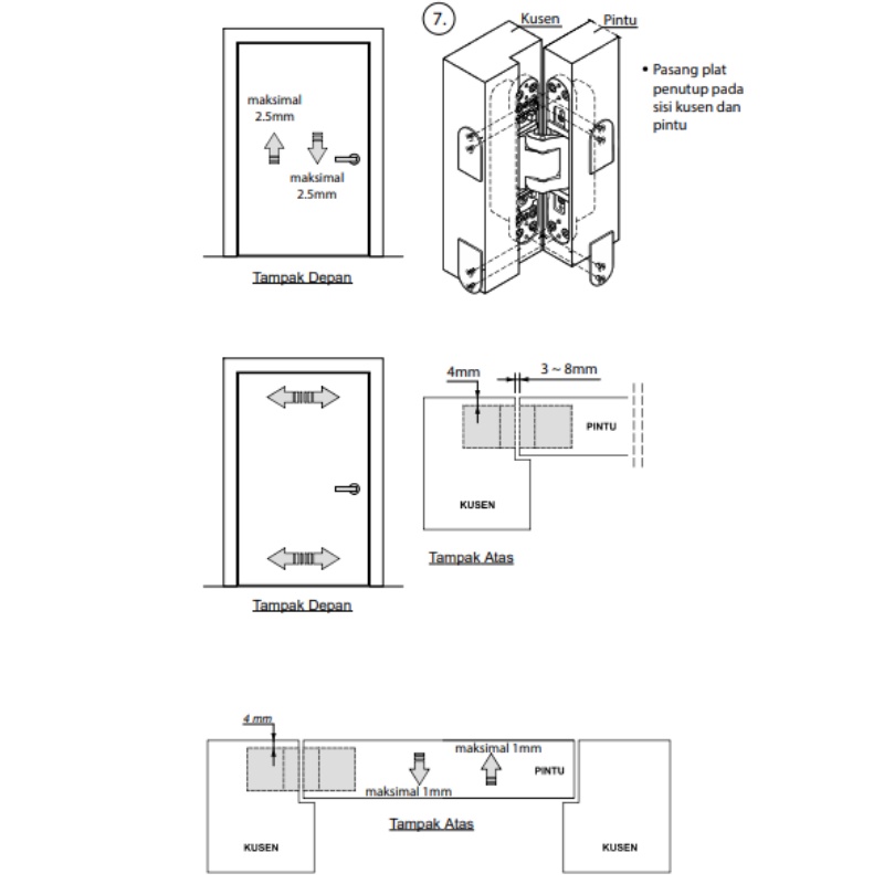 PALOMA IHP 809 INVISIBLE HINGE WHITE ENGSEL TANAM P120 PUTIH SUPERALUM