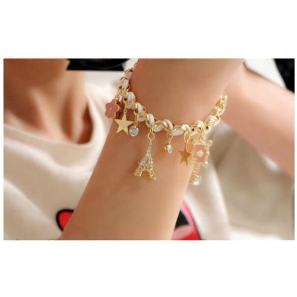 MORYMOSHI G18 Gelang Wanita Paris Fashion Aksesoris Korea-WHITE