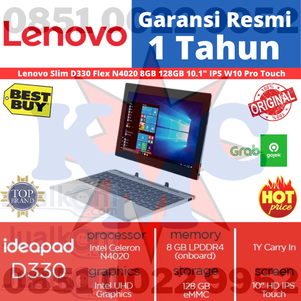 Lenovo Slim D330 Flex N4020 8GB 128GB eMMC 10.1&quot; W10 Pro Touch