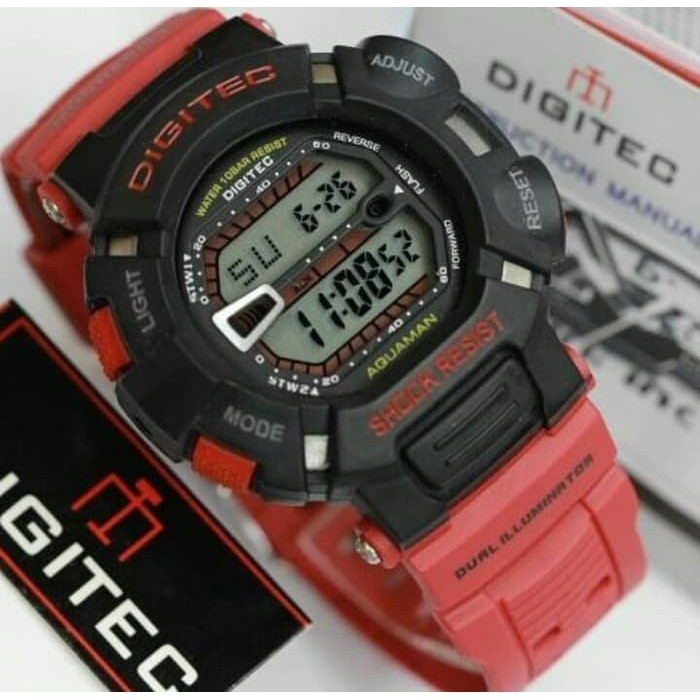 JAM TANGAN SPORT ORIGINAL DIGITEC DG 2095T TALI MERAH