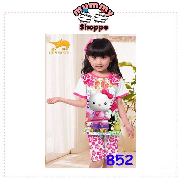 setelan anak motif hello kitty J2 SHORT 852 BIG fashion anak perempuan motif hello kitty