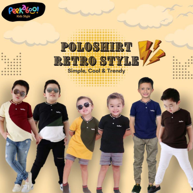 POLO SHIRT RETRO STYLE PEEKABOO - kaos kerah polo anak cowok laki bagus polos lacoste premium lokal