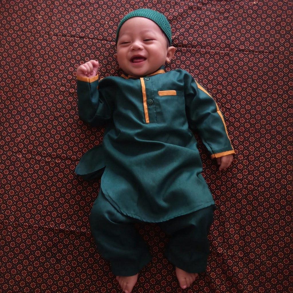 Koko Pakistan Baju Anak muslim warna Hijau botol emerald