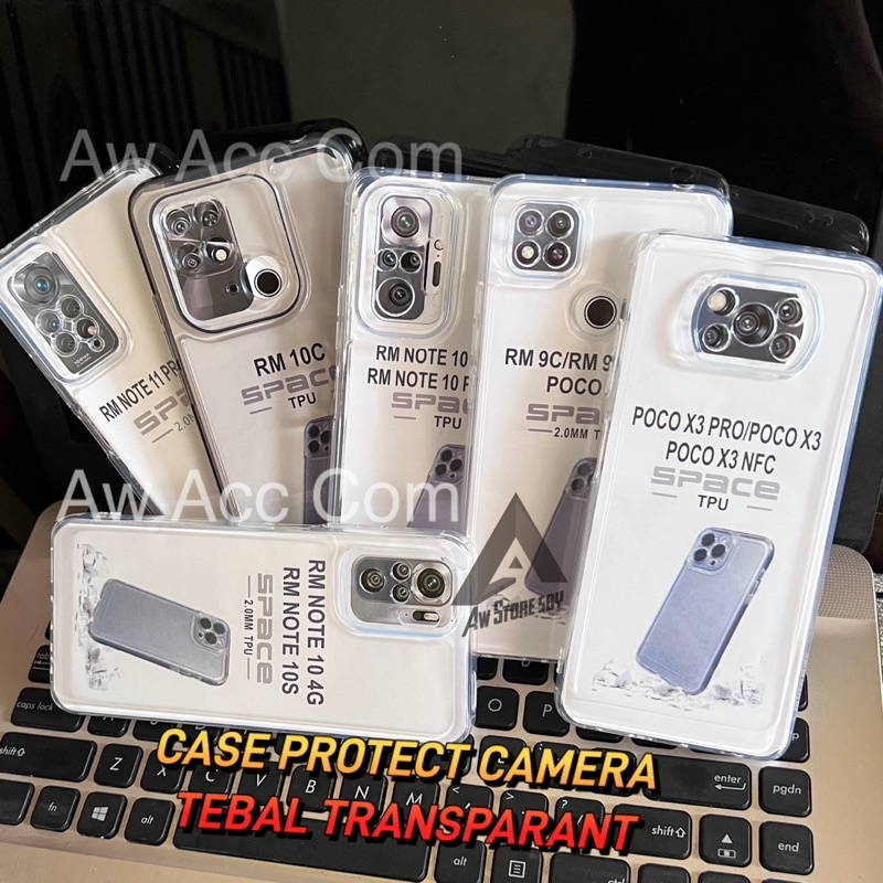 FULL PROTECT CASE REDMI 9C/10A/10C/NOTE 10/10S/9 PRO/10 PRO/11/11 PRO/POCO X3/X3 PRO TEBAL TRANSPARAN SPACE