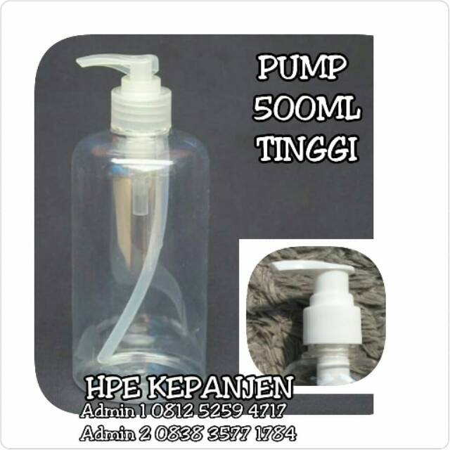 BOTOL PUMP 500ml, BOTOL CLEAR 500ml, SHAMPO LOTION HANDSOAP..