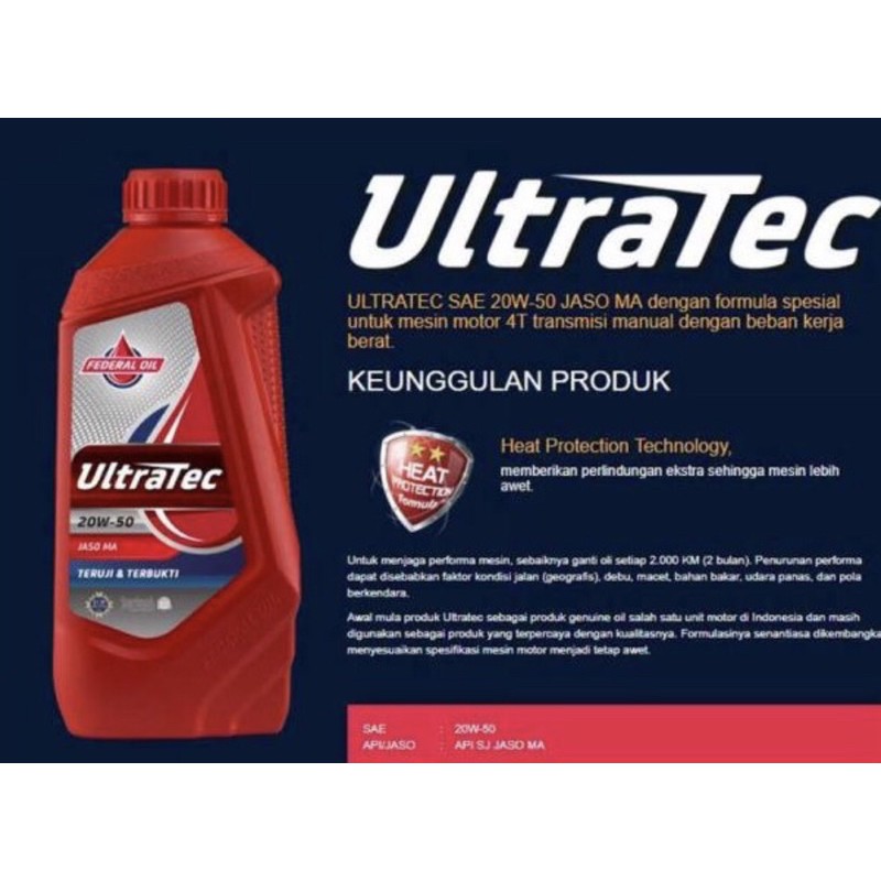 OLI MESIN MOTOR BEBEK 4T FEDERAL - ULTRATEC MERAH 800 ML ORIGINAL