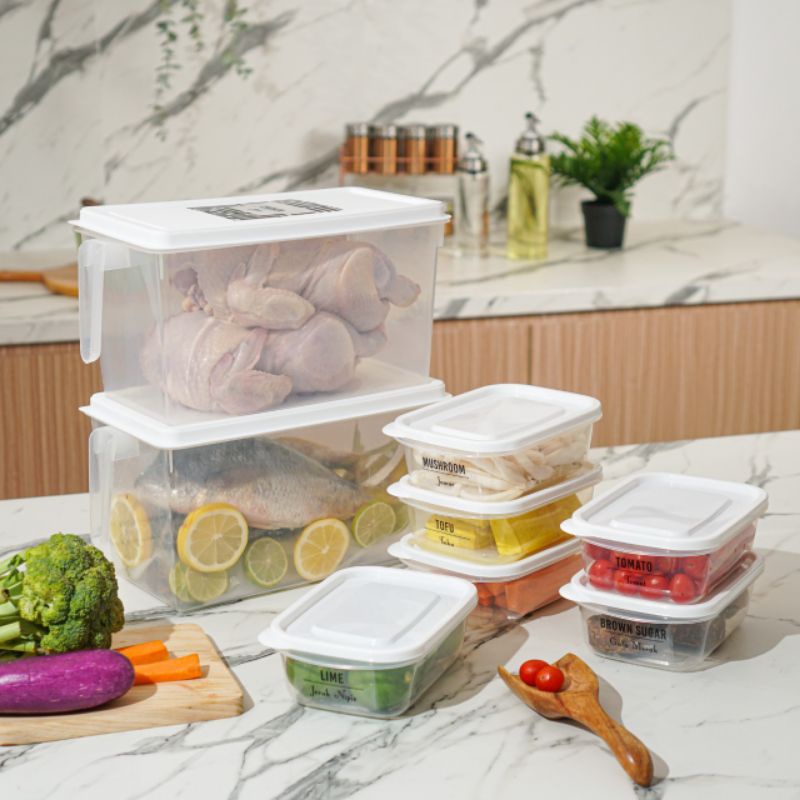 TOPLES KULKAS AZUMI SET OF 14 PCS WADAH PUTIH BENING - FRIDGE STORAGE SET OF 8 PCS - BAMBANG SET OF 