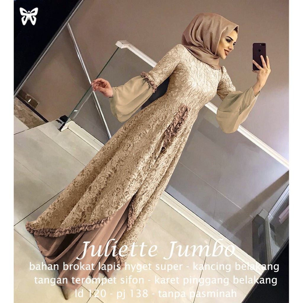 HOPYLOVY BIG SIZE Gamis Wanita Terbaru Bahan Brukat Juliette Maxi Jumbo