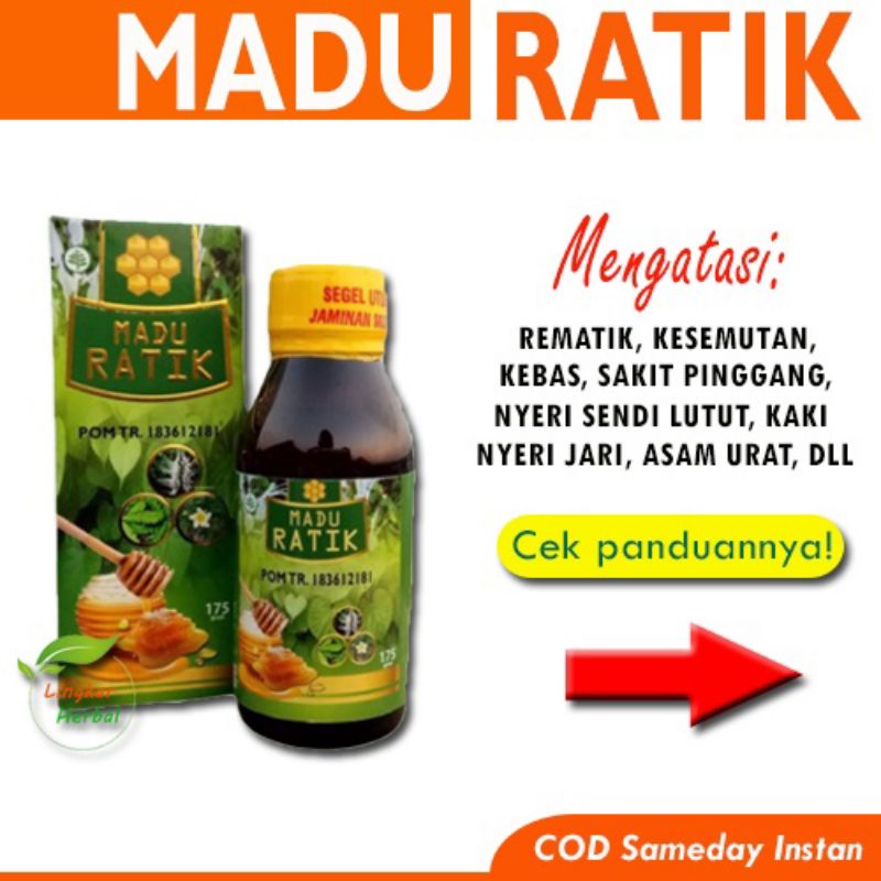 Madu Ratik 175gr - Obat Rematik Asamurat Kebas Sakit Pinggang Nyeri Sendi Lutut Otot Kaku Kesemutan 