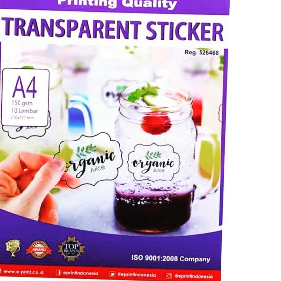 

➻ e-Print Transparent Sticker A4 150gsm EPRINT - Label Transparan ♫