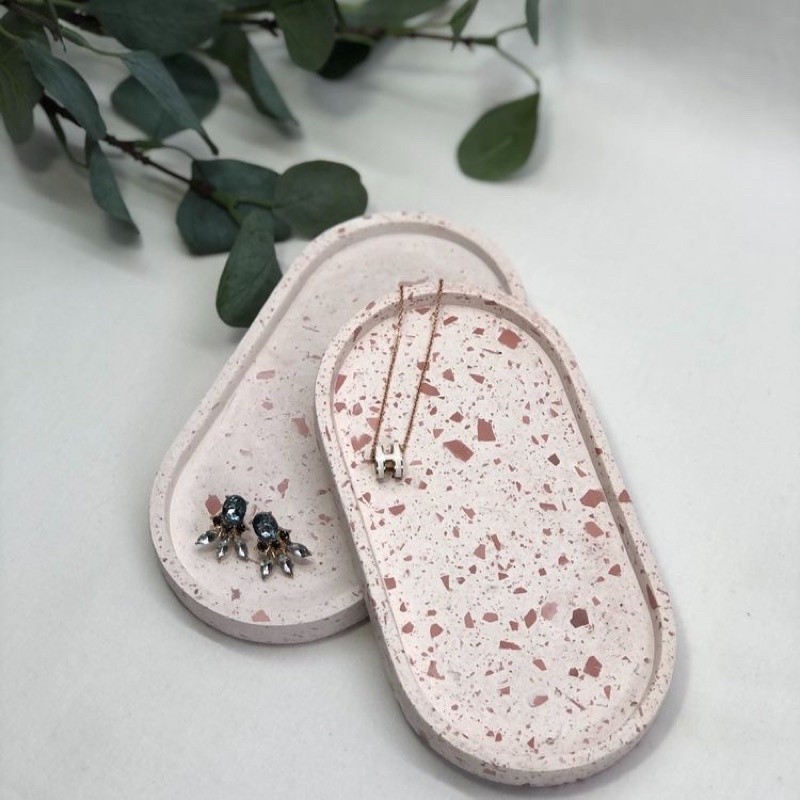 Coaster Oval Tatakan Pot Gelas Gerabah Aesthetic / Wadah Perhiasan / Clay Craft / Tatakan Pot Tanah 