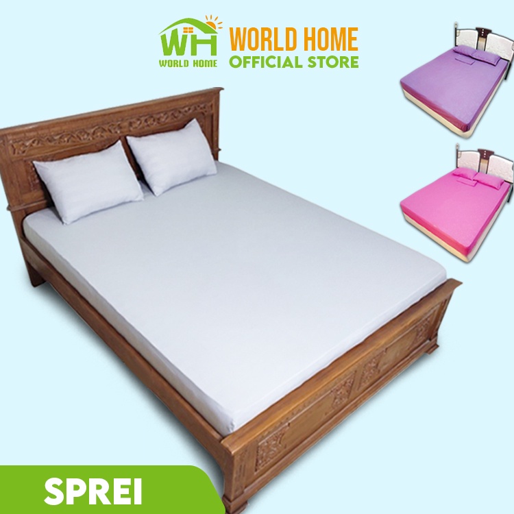 Sprei Polos Single Double Sprei Homemade Polos Anti Luntur Sprei Embos Bahan Halus Adem Nyaman Ukuran 160 180 200