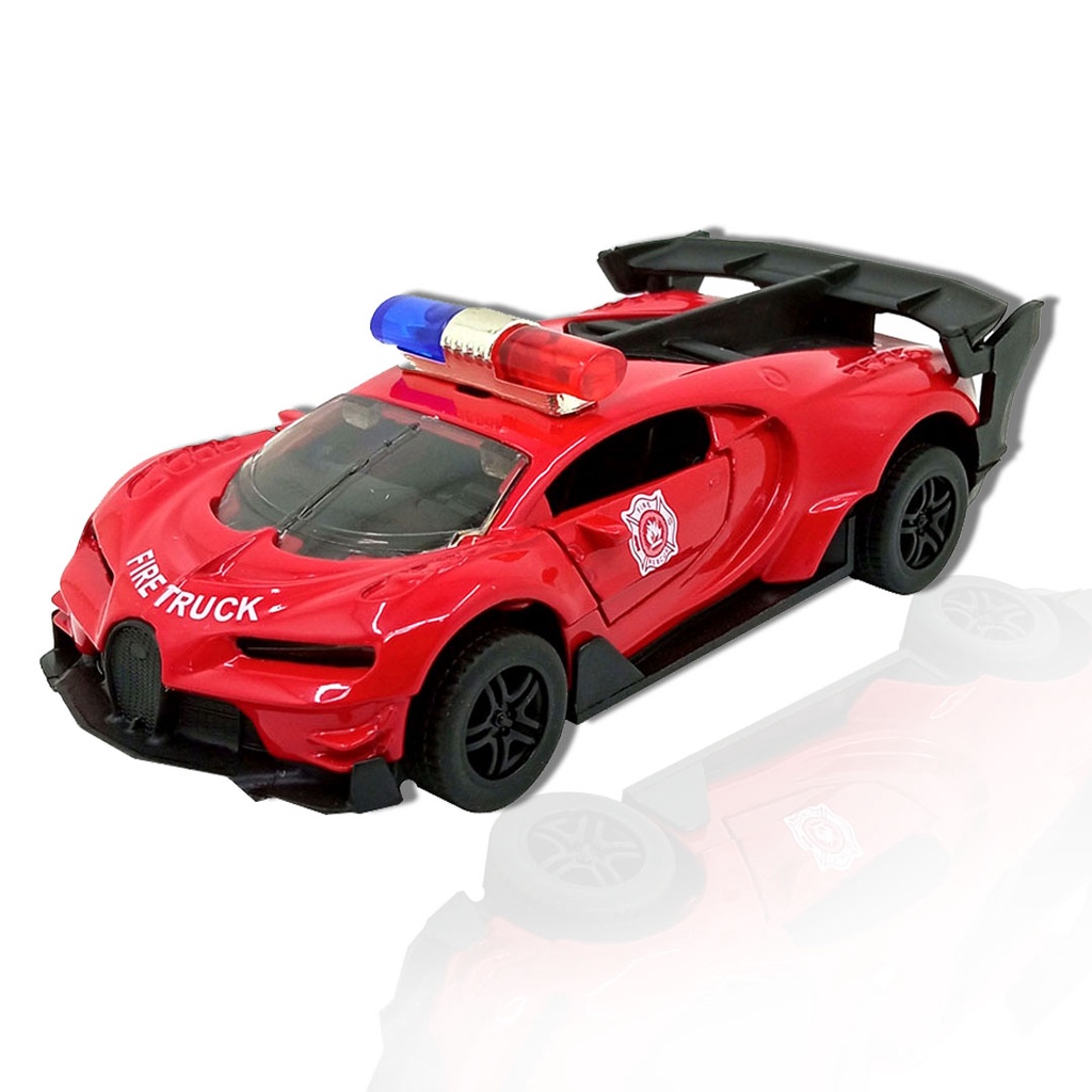 Toy Addict Bugatt1 Chiron Police Car Merah Diecast Mainan Mobil Polisi