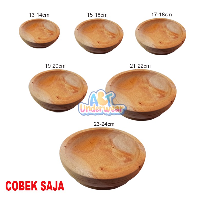 AT266 (COBEK SAJA) Cobek Kayu Nomer 24cm-19cm /Cobekan buat restoran/Coet/Cowet/Souvenir