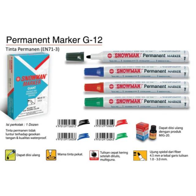 

Spidol Marker aka Permanent Marker G12 Snowman