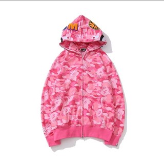 bape pink camo shark hoodie