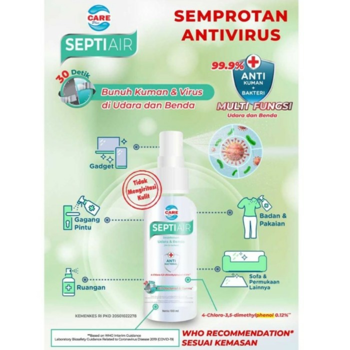 SEPTIAIR by Care Plus Desinfectant Udara dan Benda 100ml Disinfectant Multi Purpose Sanitizer Septi Air