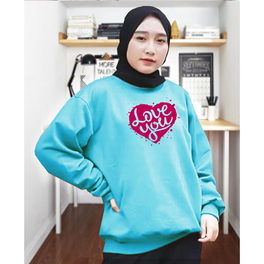 Kaos Lengan Panjang LOVE PINK / Kaos Sweatshirt / Atasan Wanita / Atasan Wanita Lengan Panjang