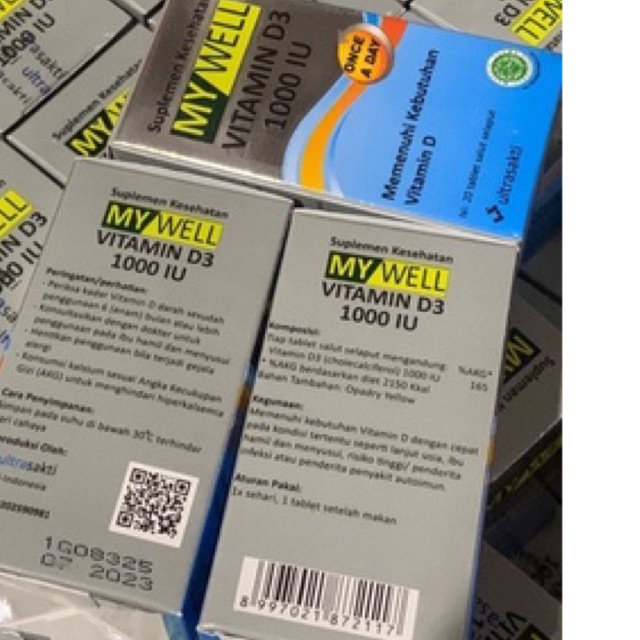 My Well Vitamin D3 1000 IU- 20 tablet / Vitamin D3 ORI halal/vitamin C 500mg
