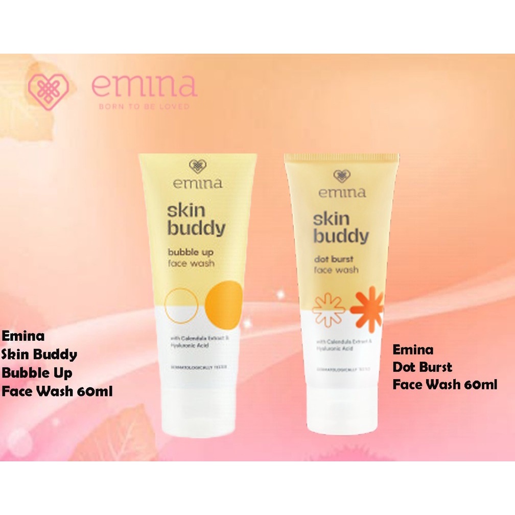 Emina Skin Buddy Face Wash, Scrub 60ml Dot Burst, Double Bubble, Apricot Jam BPOM (Valensia)