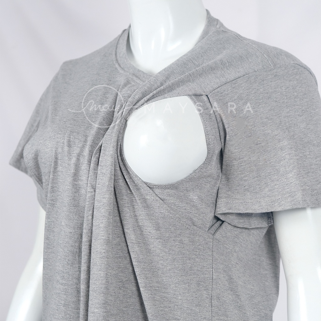 Baju menyusui bukaan samping atasan maysara-CN06-Abu Muda Misty
