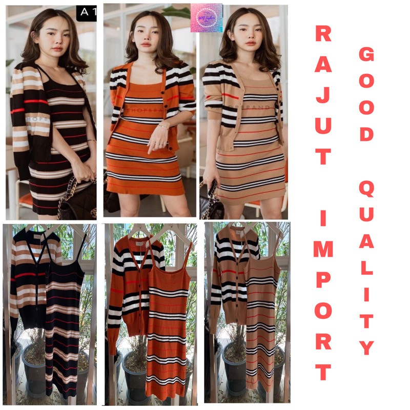 GDG Terusan Dress Bodycon Dress Rajut Import Rompi Wanita Lengan Panjang Fashion Perempuan G1884