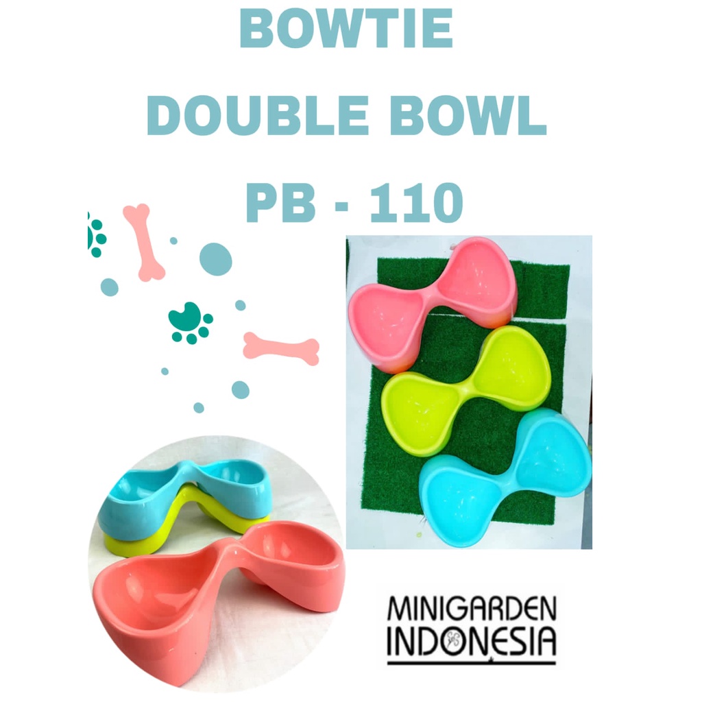 TEMPAT MAKAN ANJING PB 110 bowtie pet bowl double bowl mangkok tempat minum hewan kucing bentuk pita