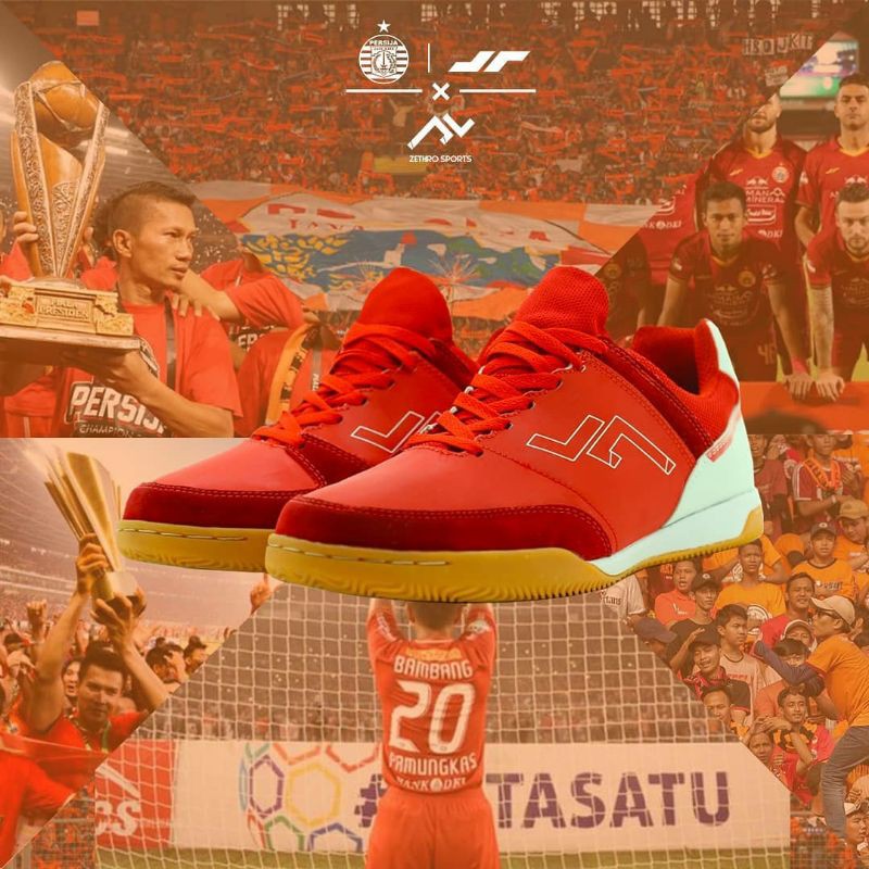 *COD* SEPATU FUTSAL ZETHRO  PERSIJA RED STOK TERBATAS