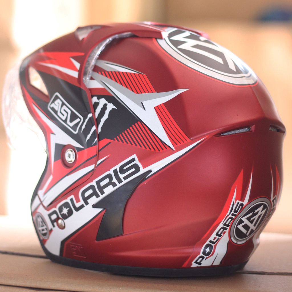 Helm Half Face Dewasa SNI JP5 Motif Kaca Single Visor Clear Murah Untuk Pria Dan Wanita Dewasa COD