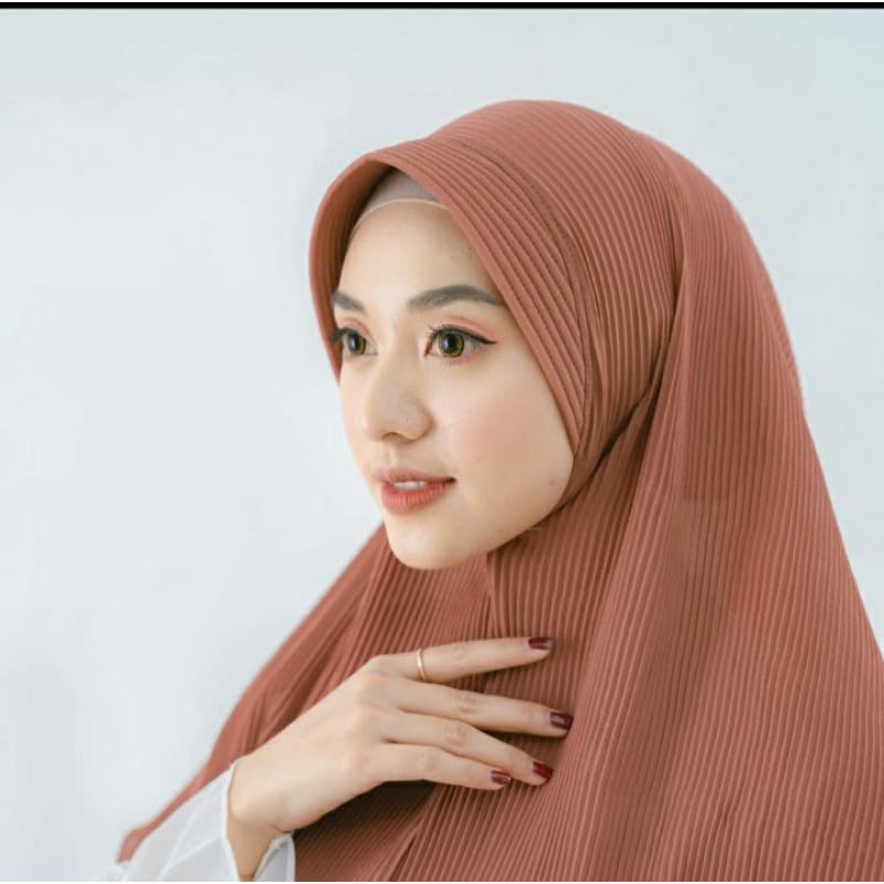 B004  Bergo Plisket tali Maryam plisket Ceruty Babydoll hijab instant plisket Pet Tali Bergo