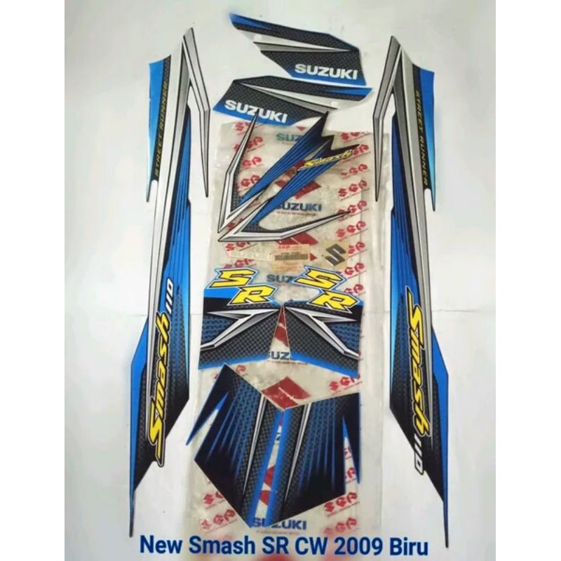68000B07H00NXGK Lis body stiker striping & emblem New Smash 110 SR 2009 biru ori SGP