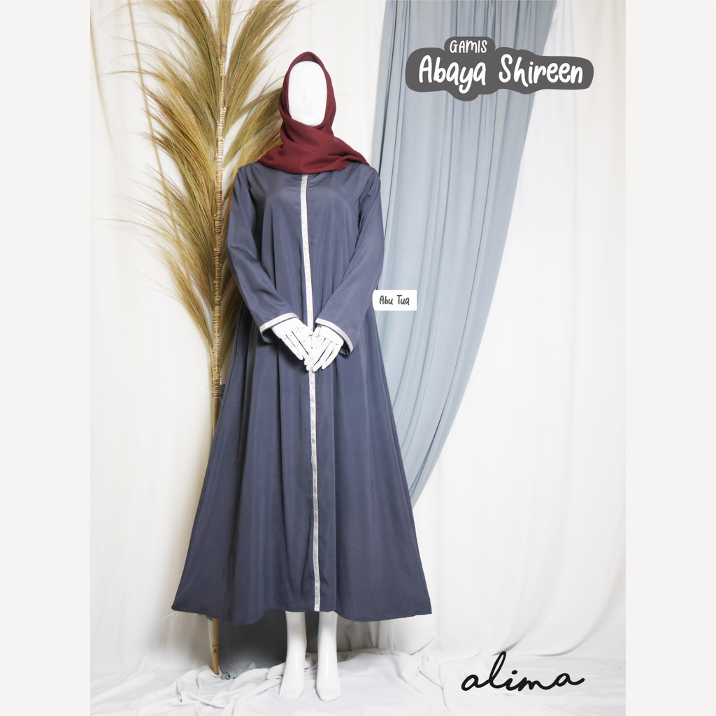 Abaya Shireen Bahan Wolfis Premium Gamis Super Adem Busui &amp; Wudhu Friendly Original By Alima