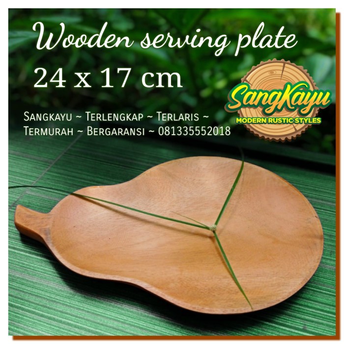 Piring nampan kayu unik 24x17cm wooden Serving Plate tray piring saji