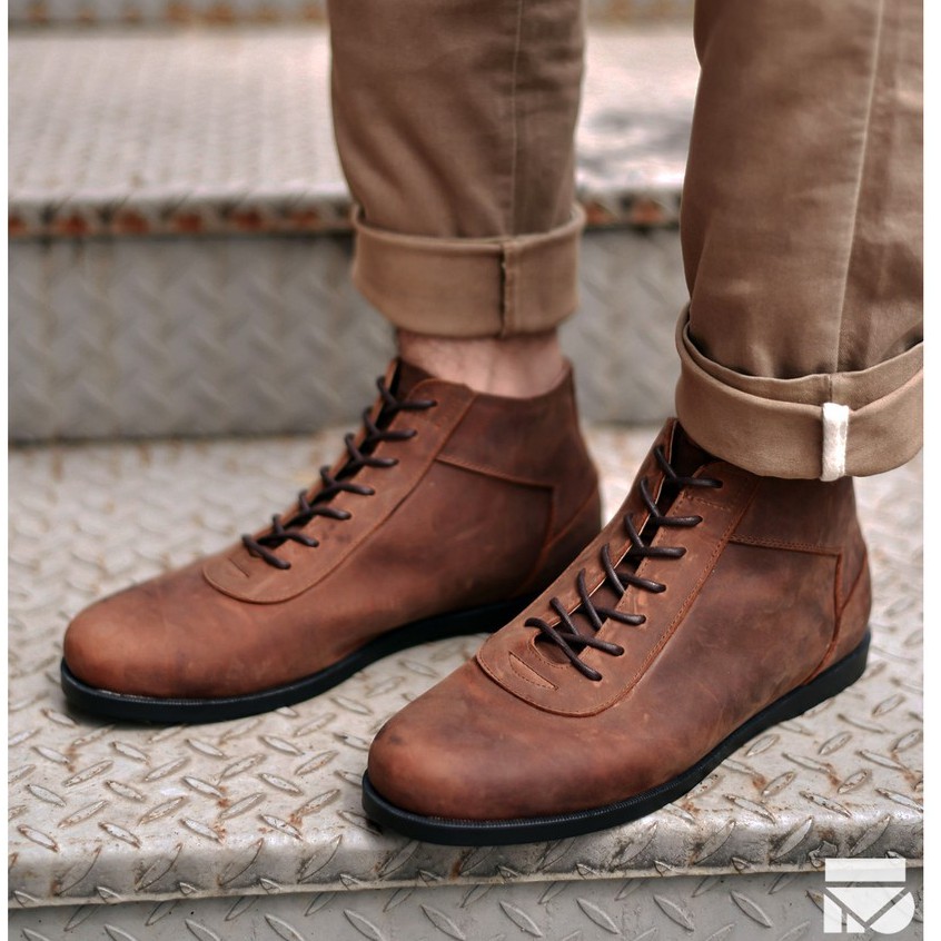Buena Brown | Sepatu Kulit Asli Vintage Klasik Pria Cowok Casual Boots Footwear Ori | FORIND Zapato